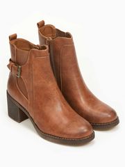 Μποτάκια με λάστιχο και ζώνη - Κάμελ