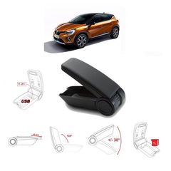 Κονσόλα Χειροφρένου Τεμπέλης Armster OE1 Με Usb Για Renault Clio 2019+ / Captur 2019+ Χωρίς Εργοστασιακό Τεμπέλη Μαύρο Χρώμα