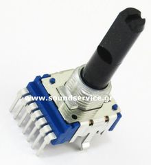 14mm STEREO 10KB ΠΟΤΕΝΣΙΟΜΕΤΡΟ ΠΕΡΙΣΤΡΟΦΙΚΟ ΣΑΣΙ 7-PIN ΑΞΟΝΑΣ 20MM FLAT + ΚΛΙΚ ΚΕΝΤΡΟ B103