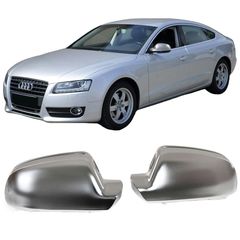 Καπάκια Καθρεφτών Για Audi A3 8P 10-13, A4 B8 11-15, A5 8T 11-15 Καβούκια Χωρίς Lane Assist Brushed Aluminium 2 Τεμάχια