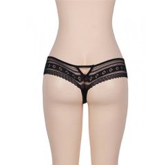 Plus Size Low Rise Lace Thong Black-thumb-2