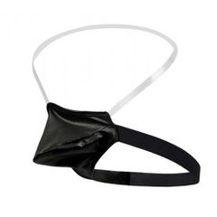 Open Buttocks Leather Panty, Black-thumb-2