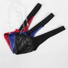 Open Buttocks Leather Panty, Black-thumb-5