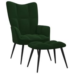Πολυθρόνα Relax Σκούρο Πράσινο Βελούδινη με Σκαμπό 328086
