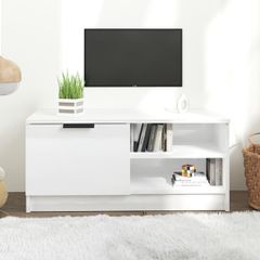 Έπιπλο Τηλεόρασης Γυαλ. Λευκό 80x35x36,5 εκ. Επεξεργασμένο Ξύλο 811478