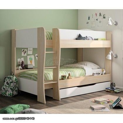 Epiplo World  Κουκέτα Roomy με 2 μονά κρεβάτια 90X200 + 2 Στρώματα Ορθοπεδικά KS Strom Classic 90x200 BEST-1533515