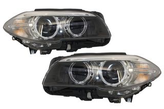 Φανάρια Εμπρός Full LED Bi-Xenon Angel Eyes για Bmw 5 Series F10 F11 (2011-2013) LCI Facelift Look