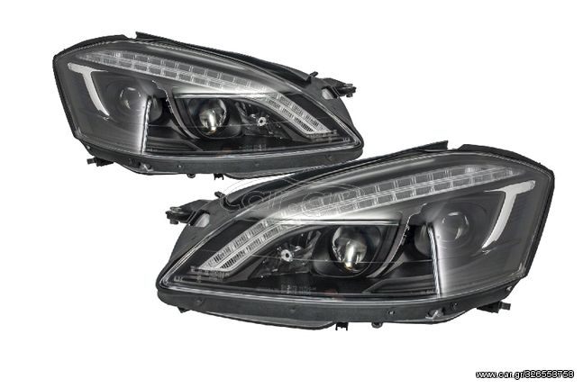 HID Xenon Φανάρια Εμπρός LED DRL για Mercedes S-Class W221 (2005-2009) W222 Look Black