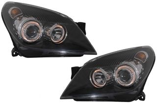 Φανάρια Εμπρός για Opel Astra H (03.2004-2009) Angel Eyes 2 Halo Rims Black