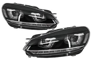 Φανάρια Εμπρός για VW Golf 6 VI (2008-2013) Golf 7 3D LED DRL U-Design LED Flowing Φλας Chrome