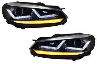 Xenon Μετατροπή Φανάρια Εμπρός για VW Golf 6 VI (2008-2012) Chrome LED Dynamic Φλας