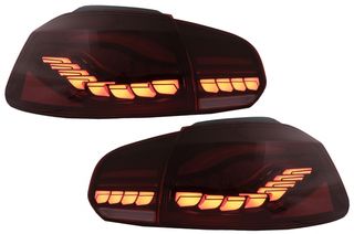 Φανάρια Πίσω Full LED για VW Golf 6 VI (2008-2013) Red Smoke με Dynamic Φλας