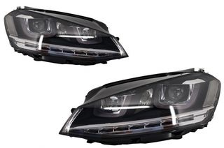 Φανάρια Εμπρός 3D LED DRL για VW Golf 7 VII (2012-2017) Silver R-Line LED Φλας