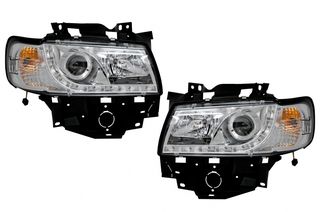 Φανάρια Εμπρός για VW T4 Transporter Long Nose (1996-2003) LED DRL Chrome