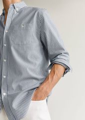 Πουκάμισο regular fit βαμβάκι Premium ριγέ Μπλε Μέγεθος XL