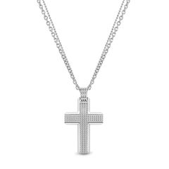 Police Urban Texture, Men's Cross - Νecklace From Silver Stainless Steel PEAGN0001102