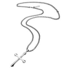 Police Saint, Men's Cross - Νecklace From Silver Stainless Steel PJ.24048PSS01
