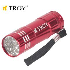 Troy φακός αλουμινίου 9 led με μπαταρίες (red)