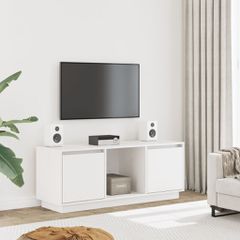 vidaXL Έπιπλο Τηλεόρασης Λευκό 110,5x35x44 εκ. από Μασίφ Ξύλο Πεύκου