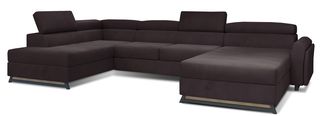 162045899 Γωνιακός καναπές Baikal-Kafe Skouro-Αριστερή    Ενισχυμένη μοριοσανίδα με φύλλα λευκής ξυλείας  Ποδαρικό:  Mαύρο μέταλλο  Κάθισμα: Αφρός T30+HR   Πλάτη : Αφρός T25    , 1 Τεμάχιο