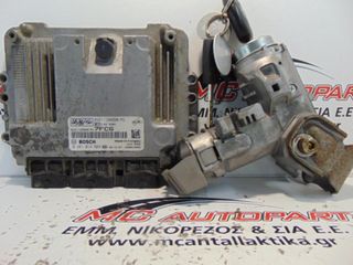 Εγκέφαλος  σετ  FORD FIESTA (2008-2013)  8V21-12A650-PG   7FCG  0281014989   DIESEL με κλειδαριά και κλειδί