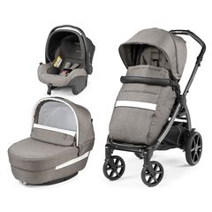 Peg Perego Πολυκαρότσι 3 Σε 1 New Book Modular SL City Grey Και Δώρο Bassinet Stand