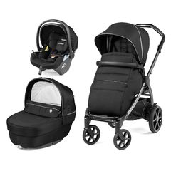 Peg Perego Πολυκαρότσι 3 Σε 1 New Book Modular Lounge Black Shine Και Δώρο Bassinet Stand