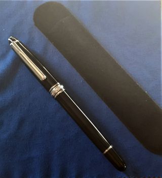 MONT BLANC FOUNTAIN PEN ΠΕΝΝΑ ΜΕΤΑΛΛΙΚΗ ΜΑΥΡΗ ΜΕ ΑΣΗΜΕΝΙΕΣ ΛΕΠΤΟΜΕΡΕΙΕΣ ΒΑΡΟΣ 25 ΓΡΑΜ. ΥΨΟΣ 14 ΜΕ 16 ΕΚ. ΠΛΑΤΟΣ 1.2 ΕΚ