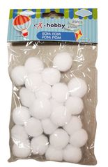 Σφουγγαράκια pom-pom eX-HOBBY λευκά 2,5cm συσκευασία 25 τεμαχίων