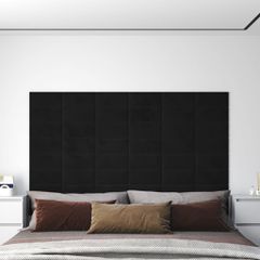 vidaXL Πάνελ Τοίχου 12 τεμ. Μαύρο 30 x 15 εκ. 0,54 μ² Βελούδινα