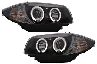 ΦΑΝΑΡΙΑ ΕΜΠΡΟΣ Angel Eyes Headlights BMW 1 Series E81 E82 E87 E88 (2004-2011) Black