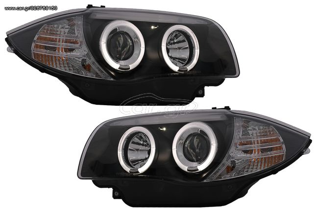 ΦΑΝΑΡΙΑ ΕΜΠΡΟΣ Angel Eyes Headlights BMW 1 Series E81 E82 E87 E88 (2004-2011) Black