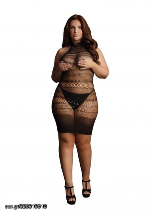 LE DÉSIR | High Lace Neck Net Mini Dress | Μέγεθος: 2XL/5XL