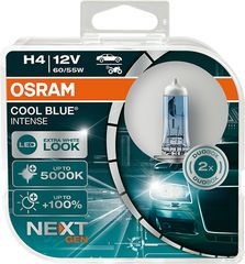 Osram Λάμπες Αυτοκινήτου Cool Blue Intense  100% H4 Αλογόνου 5000K Ψυχρό Λευκό 12V 55W 2τμχ -64193CBN-HCB