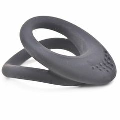 Μαύρο διπλό δακτυλίδι πέους και όρχεων από σιλικόνη