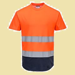 Δίχρωμο μπλουζάκι Πορτοκαλί/μπλέ  XL
