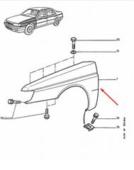 ΦΤΕΡΟ ΕΜΠΡΟΣ ΑΡΙΣΤΕΡΟ 0000784097 PEUGEOT 605 1989-1999                                                                               