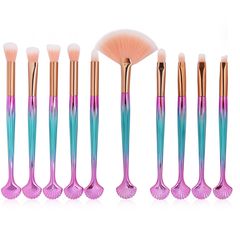 ΣΕΤ ΠΙΝΕΛΑ ΜΑΚΙΓΙΑΖ - SHELL PROFESSIONAL WOMEN MAKEUP BRUSH SET 10 ΤΕΜΑΧΙΩΝ (PINK/BLUE/PURPLE)