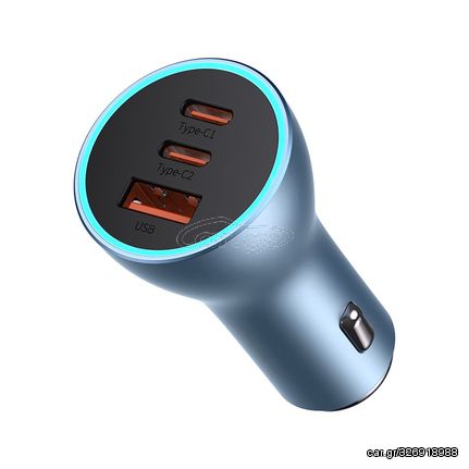 Baseus Golden Contactor Pro USB-A car charger + 2x USB-C 65W blue (CGJP010003)