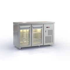 Ψυγείο πάγκος συντήρηση με 2 πόρτες, Γυάλινη πόρτα 135x60x87cm 
