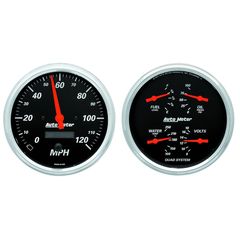 Autometer Gauge Kit, 2 Pc., Quad & Speedometer, 5", Designer Black