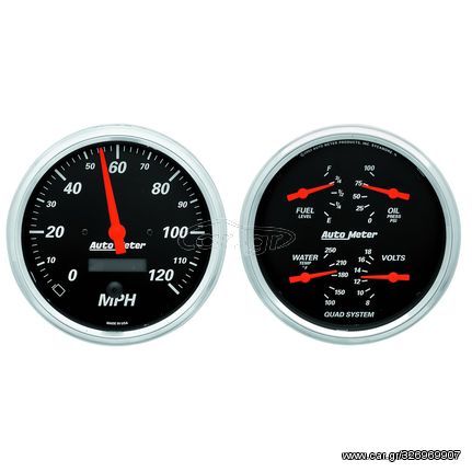 Autometer Gauge Kit, 2 Pc., Quad & Speedometer, 5", Designer Black