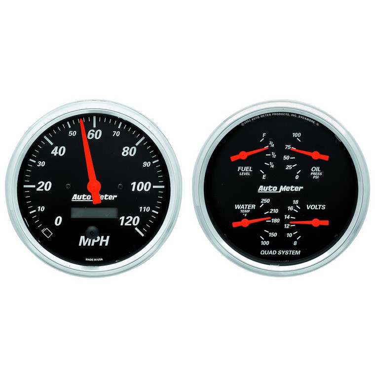 Autometer Gauge Kit, 2 Pc., Quad & Speedometer, 5", Designer Black