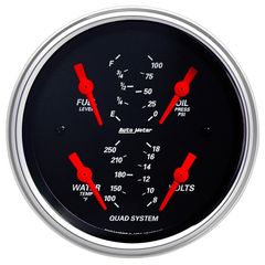 Autometer Gauge, Quad, 3 3/8", 240-33Ω, Elec, Designer Black