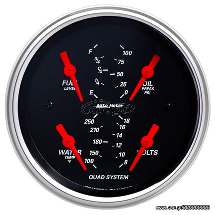 Autometer Gauge, Quad, 3 3/8", 240-33Ω, Elec, Designer Black