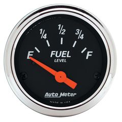 Autometer Gauge, Fuel Level, 2 1/16", 0 To 90Ω, Elec, Designer Black