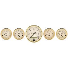Autometer Gauge Kit, 5 Pc., 3 1/8" & 2 1/16", Elec. Speedometer, Golden Oldies