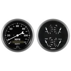 Autometer Gauge Kit, 2 Pc., Quad & Speedometer, 5", Old Tyme Black
