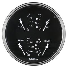 Autometer Gauge, Quad, 5", 240-33Ω, Elec, Old Tyme Black