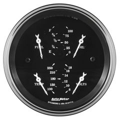 Autometer Gauge,Quad, 3 3/8", 240-33Ω Elec, Old Tyme Blk